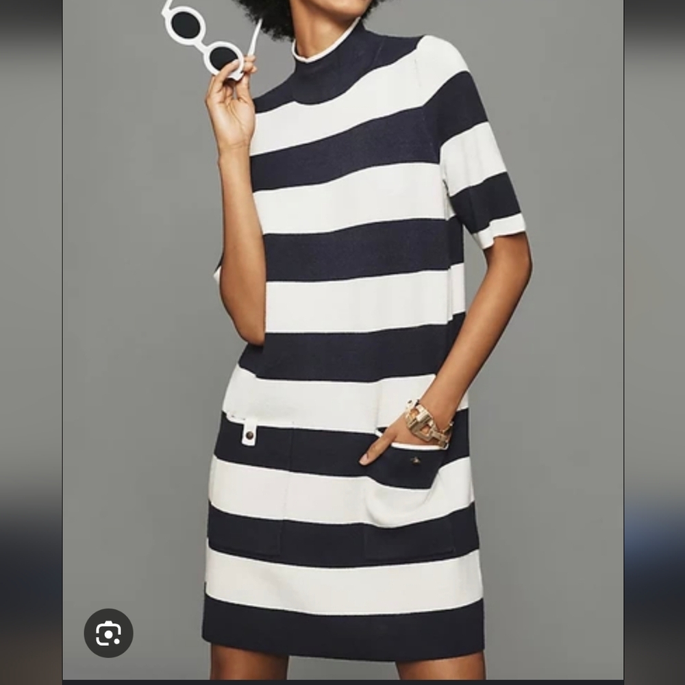 NWT Anthropologie | Maeve The Annalise Navy Mock Neck Dress | XL